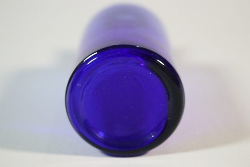 BLOMVAS / FLASKA, Blått glas, ca 13,5cm