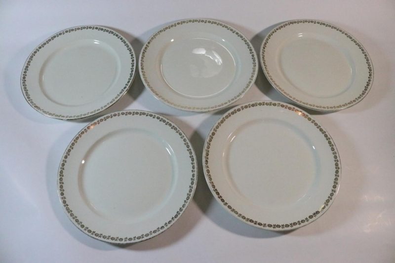 5st flata tallrikar Gefle "Guldros", nagg förekommer - 24cm