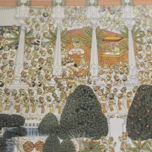 Magnifik Handmålad Miniatyrmålning av Wadi Mahal City Palace