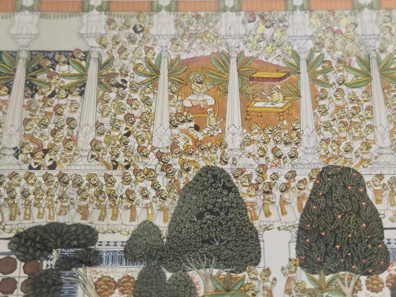 Magnifik Handmålad Miniatyrmålning av Wadi Mahal City Palace