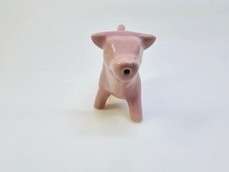 Charmig rosa porslindjur i form av en ko – retro vintage på sitt bästa!