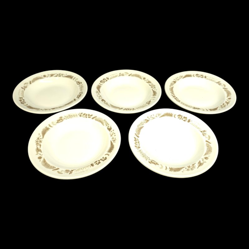 Set med 5 djupa tallrikar i benporslin från Gustavsberg, Stig Lindberg (20 cm)