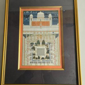 Magnifik Handmålad Miniatyrmålning av Wadi Mahal City Palace