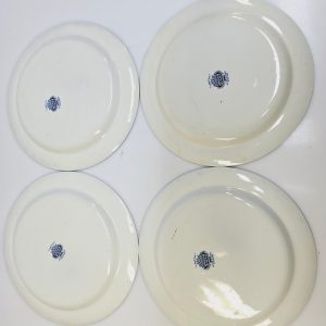 Elegant uppsättning av 4 Woods Ware "Canton"-tallrikar – Klassisk blåvit design!