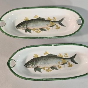 FISKFAT, 2 st, keramik, sannolikt Tjeckoslovakien