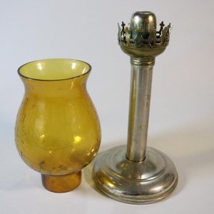 Vacker stor ljusstake i metall & glas, Hong Kong Star Brand
