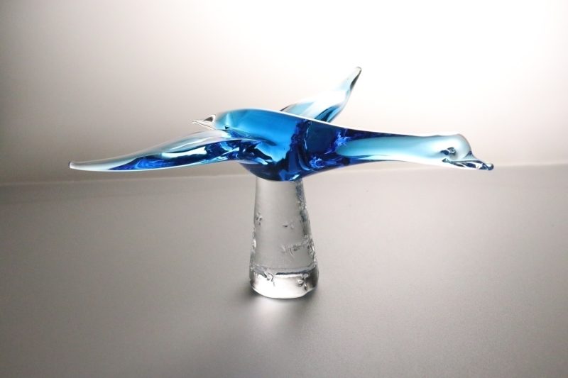 Skulptur, glas, fågel - 30cm