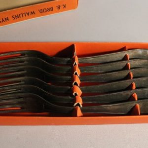 6st Svenska Spets Nysilvergafflar - Komplett Set i Originalförpackning Wallins