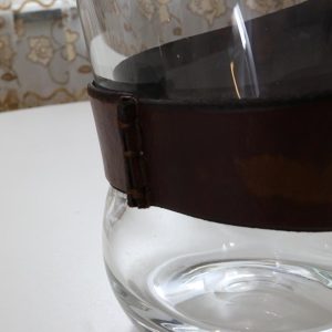 Stor glasskål med brun läder - Polen