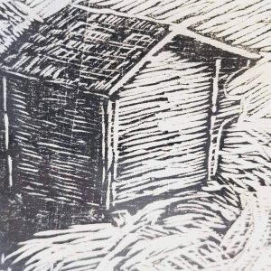 Träsnitt "Pohjoi-Kymenlaakso" av Tapani Lemminkäinen – 1957