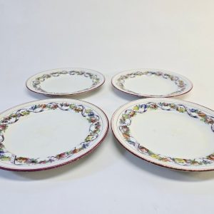 Antika engelska tallrikar från sent 1800-tal – Set med fyra tallrikar, 23 cm