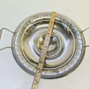 Vintage Metallskål på Fot med Handtag - Diameter 24 cm