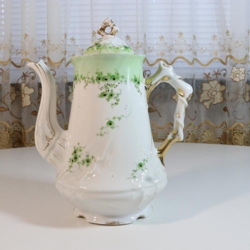 Kaffekanna / Tekanna med grön och guld detaljer, H=24cm