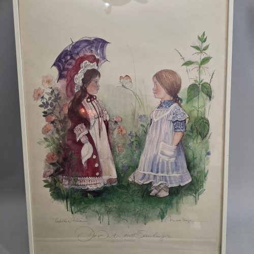 Akvarell av Mads Stage, 70x50cm - "Susette og Anina"