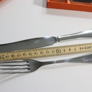 Sats med 6 Brödgafflar och 6 Brödknivar från Wallins Nysilverfabrik, Lidköping