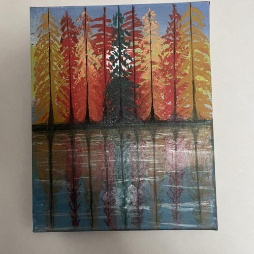 Färgsprakande höstlandskap i akryl på canvas – 30x24 cm