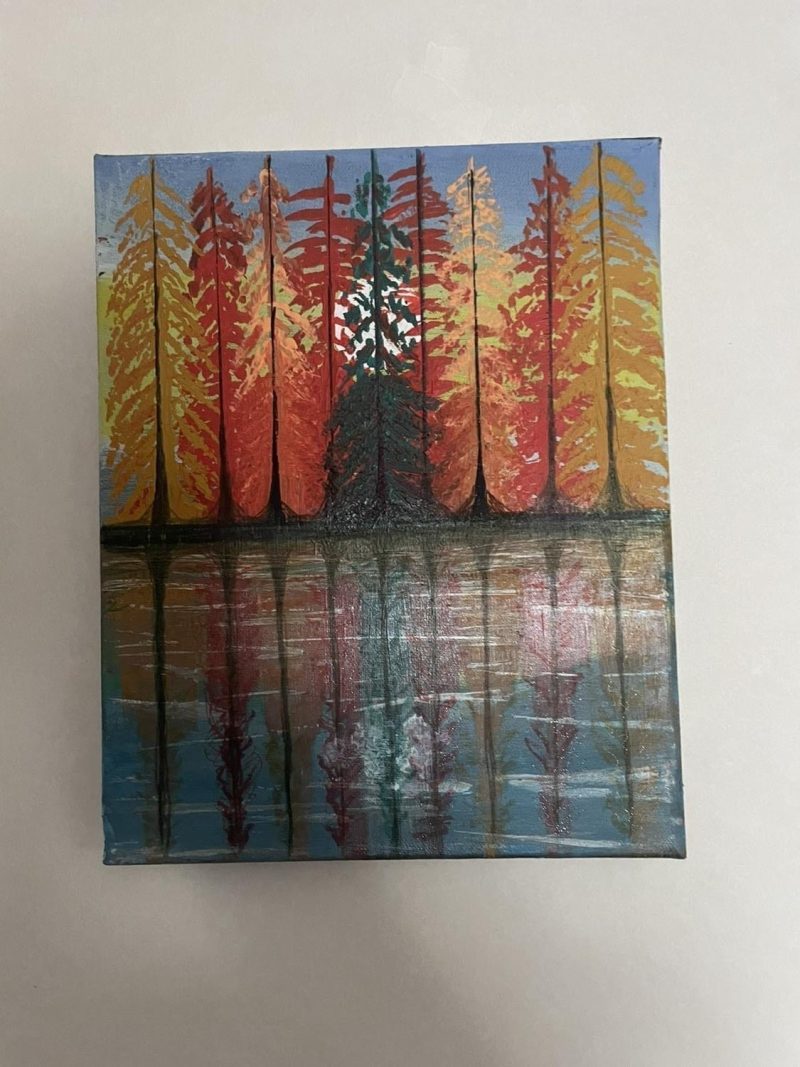 Färgsprakande höstlandskap i akryl på canvas – 30x24 cm