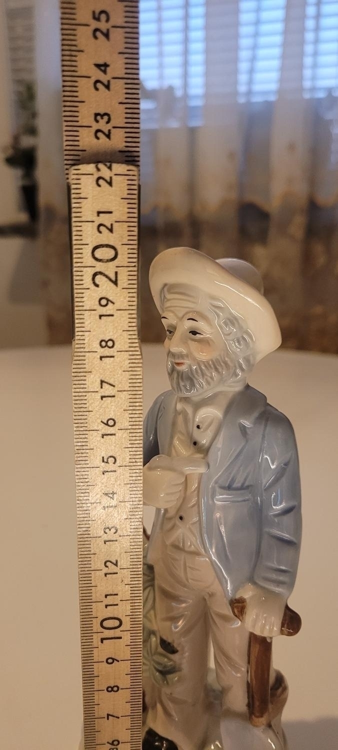 Vintage 1980-tal glaserad keramik bondefigur, Taiwan