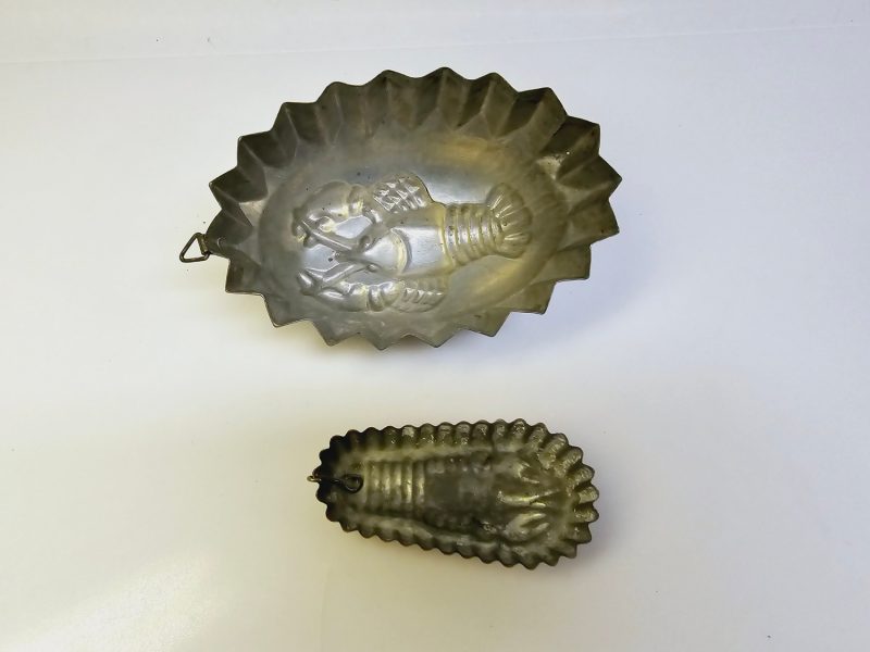 Rosenthal vintage kakformar i metall och koppar – hummermotiv