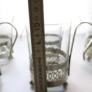 6st Kaffekoppar i glas och metall, Irish Coffee  - ca H10,5cm D6,5cm - Duralex