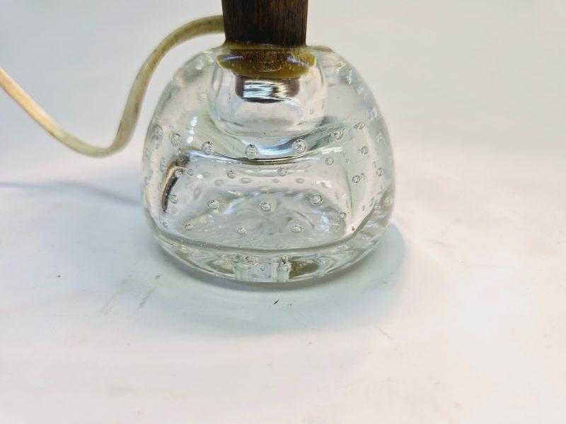 Vintage Bordslampa utan Skärm – Glasbas med Bubblor
