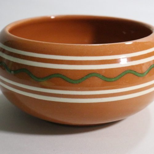 Vintage Terrakottaskål med Randmönster, 16 cm i Diameter