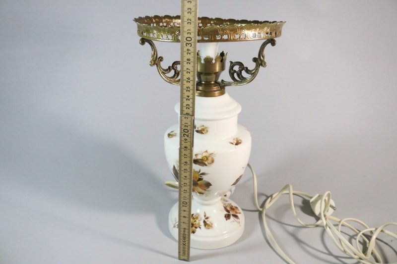 Bordslampa, porslin och metall, blommönster