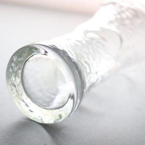 Vintage Anchor Hocking Heart Vas av klart glas, bågad brätte, stenig glasvas
