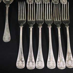 Elegant Bestickset i Nysilver – 11 Gafflar och 2 Skedar, 21 cm