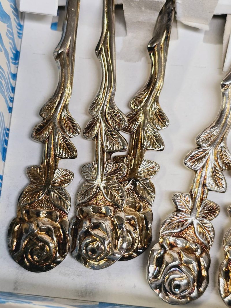 Elegant Sats Silverskedsar i 6-pack med Rosmotiv