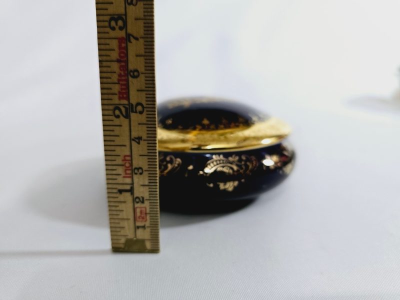 Fransk Limoges Mörk Kobolt porslin ask, Guld Accent D'Art, Sällsynt Fynd
