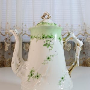 Kaffekanna / Tekanna med grön och guld detaljer, H=24cm