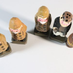 5st Träfigurer, fiskegubbar, pirat, Indisk-klädd