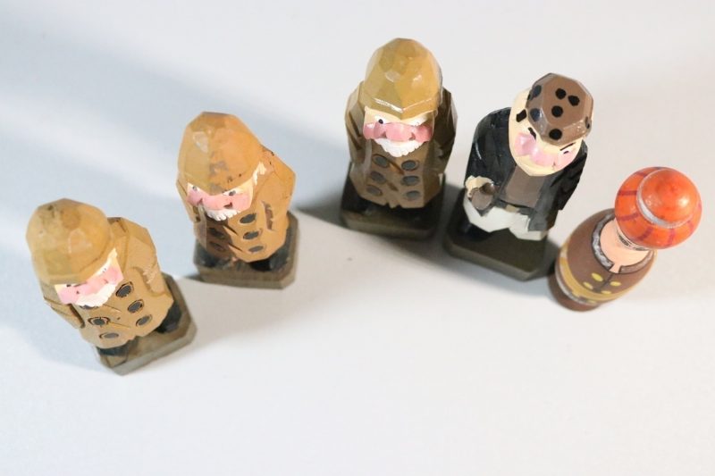 5st Träfigurer, fiskegubbar, pirat, Indisk-klädd