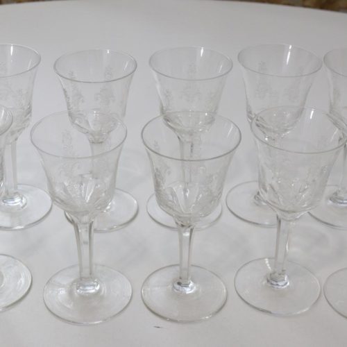 Glasservis med graverad dekor - 6st