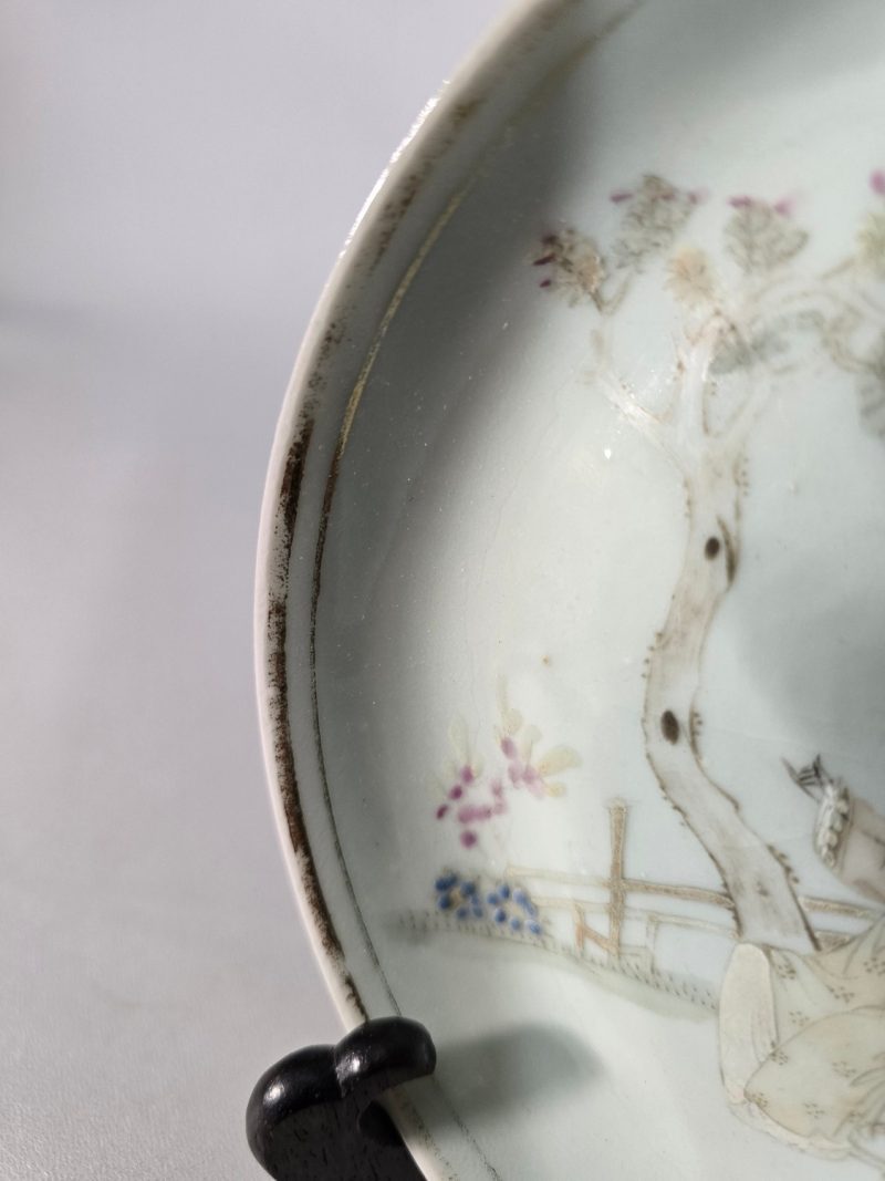 Antik tallrik, Kina, porslin, famille rose, 1800-tal