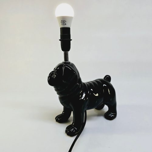 Unik svart bulldog-lampa – modern design för en lekfull inredning