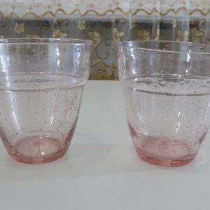 Krukor i glas med luftbubblor, Rosa, H= 14,5cm D= 14cm