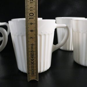 Muggar/koppar för kaffe/te, vit opalglas / Mjölkglas