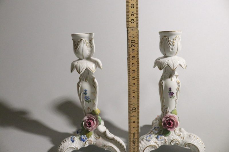 Unikt par handmålade ljusstakar från Schierholz, Tyskland