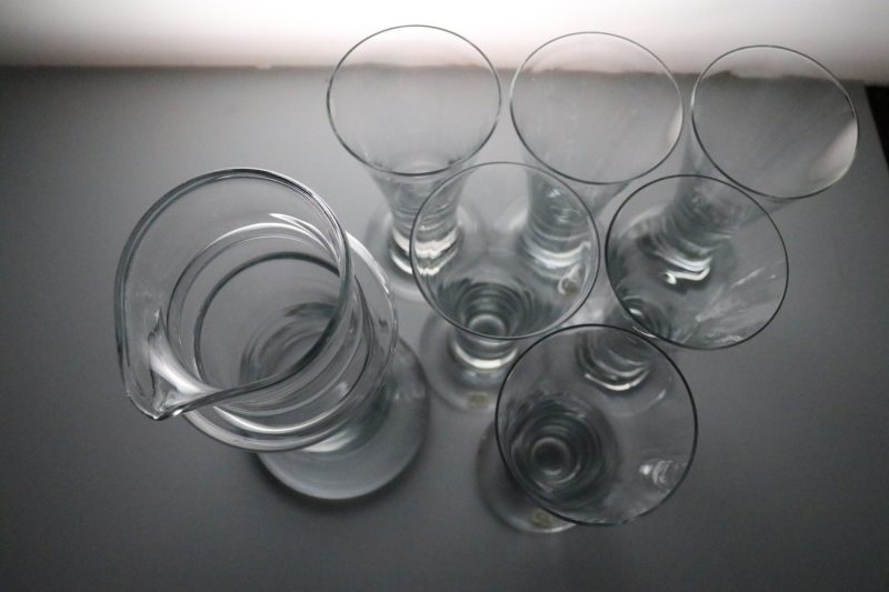 SIGNE PERSSON-MELIN, Boda, "Sangria", 6 st glas på fot, 1 tillbringare