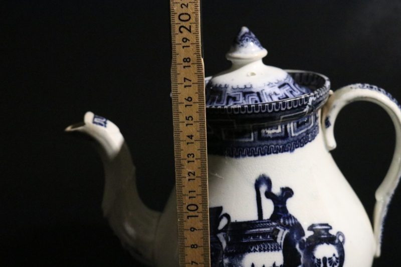 Antik Tekanna med Klassisk Blåvit Dekor - 20 cm
