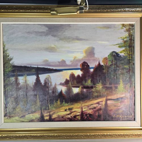 Oljemålning  S Höjland, skogsmotiv, signerad, duk, 75x101