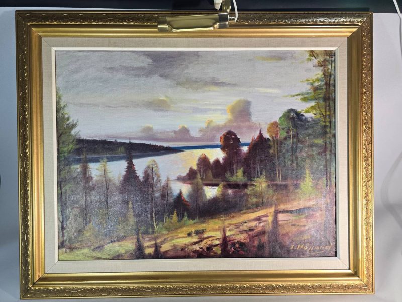 Oljemålning  S Höjland, skogsmotiv, signerad, duk, 75x101