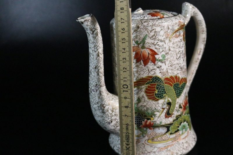 Art Nouveau Phoenix keramikkanna gjord i England med färgglad dekor
