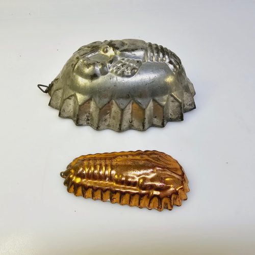 Rosenthal vintage kakformar i metall och koppar – hummermotiv