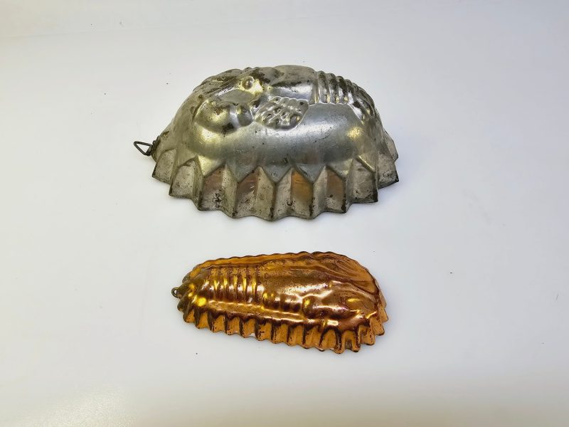 Rosenthal vintage kakformar i metall och koppar – hummermotiv