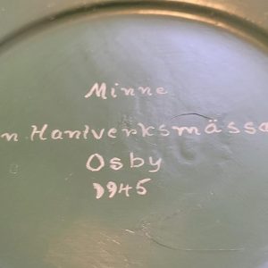 Handmålad trätallrik, Minne Från Hantverksmässan Osby 1945
