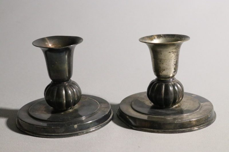 Swedish Grace Ljusstakar i Nysilver – Elegant Par från 1930/40-talet