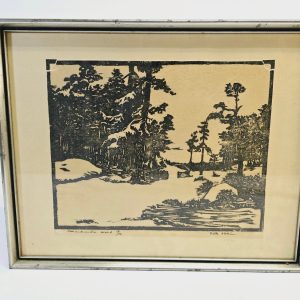 Litografi - Vinterlandskap – Signerat Verk från 1936